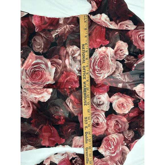 White House Black Market Rosé Floral Blouse Romantic Feminine Ruffle Sleeve XS - Picture 5 of 10